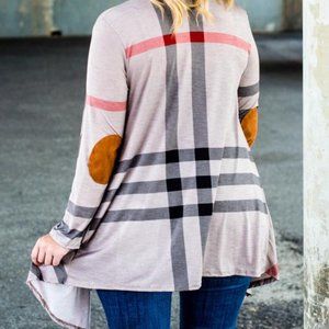 Chic Soul Ivy League Cardigan, Stone 1X